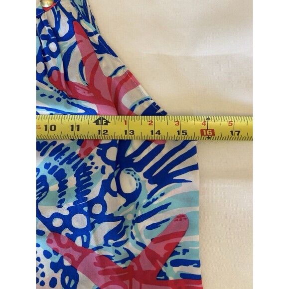 LILLY PULITZER Rogan She Sells Shells Silk Halter Top Women XS Stud Beach Resort - Picture 10 of 11
